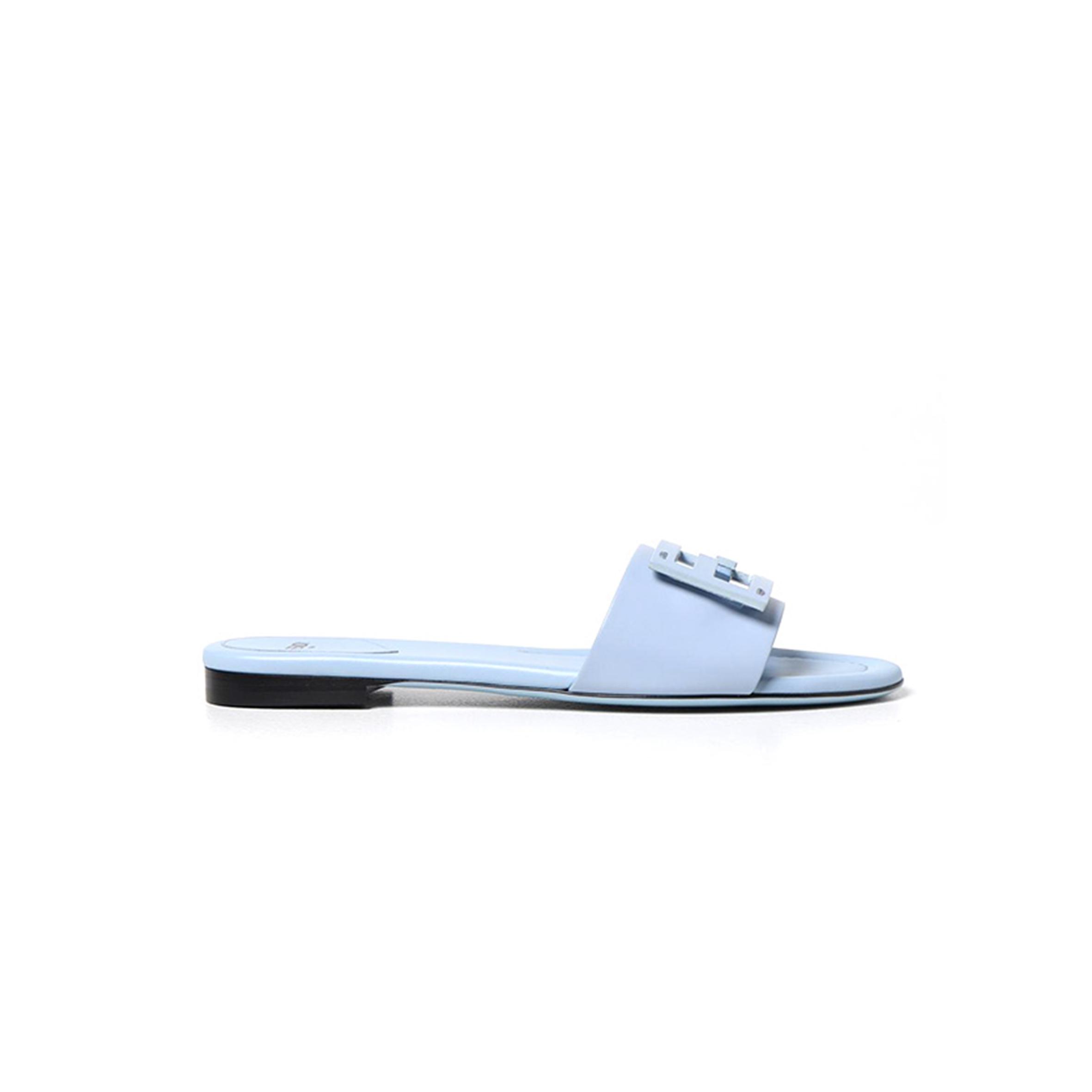 FENDI LIGHT BLUE LEATHER SLIDES 8R8136